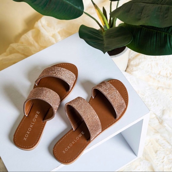 Rose Gold Bling Bling Rhinestone Sandal Slide - Picture 3 of 8